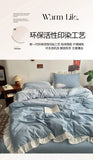 INS Princess Style Bedding Sets Ruffle Lace Bow Quilt Cover Home Romantic Bedclothes Decor Woman Girls Bedroom Duvet Cover 4pcs