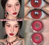 2PCS  Red Color Contact Lenses Large Diameter 14.5mm Myopia Degree Colored Lens Blue Beauty Pupil Makeup One Year Use