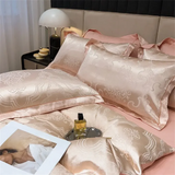 Luxury Satin Jacquard Duvet Cover Set Nordic Double Bed Quilt Cover Bedding Set Adlut Pillowcases Sheet Queen King Home Textiles