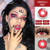 2pcs Cosplay White Mesh Lenses Anime Eye Color Lens Halloween Vampire Lenses Cosmetics Colorful Multicontacts Red Lens