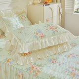 2pcs 100%Cotton Thickened Pillowcase Quilted Pillow Cover 48x74cm PillowCover Cushion Covers Bed Printed Pillowsham with Lace
