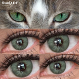 1 Pair Colored Contact Lenses Natural Brown Pupils Green Eyes Contact lenses Gray Soft Contacts 14.20mm