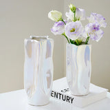 Luxury Electroplated Silver Ceramic Vase Flower Arrangement Irregular Porcelain Hydroponic Vase Ornament Interior Art Decoration