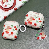 Cartoon Cute Cherry Little Bear Rabbit Silicone Headphone Case for Apple AirPods 1 2 3 4 Pro 2 Earphone Charging Box Keychain