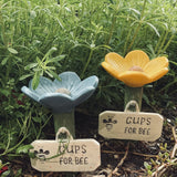 Resin Floral Bees Watering Station Feeding & Watering Supplies Garden Floral Bee Feeder with Butterfly Bath Tub Outdoor Decor