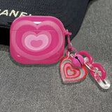 Airpods Pro case Soft Silicone Case with Heart Pattern for AirPods 4 1 2 3 Pro 2 Generation Case with Pendant Keychain for Girls