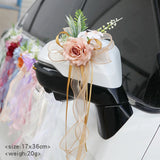 Multi-purpose Rustic Wedding Car Door Handle Decoration Just Flowers Married Car Mirror Rearview Flower Decor Accessories