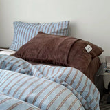 Hua Face  Simple Milk Velvet Stripe een Letter Four Piece Bedding Set Soft Skin Friendly Bloggers Sle Jiangsu Made
