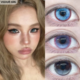 2pcs Half-Year Blue Colored Contacts Big Diameter High Moisture Lenses for Summer Cosplay Role