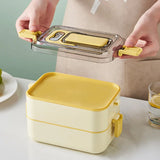 Stainless Steel Two Layer Lunch Box,Portable Bento Box with Cutlery, Large Capacity Food Container, Lunch Box for Women