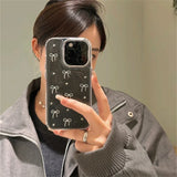 3D Glitter Bowknot Phone Case For iPhone 16 15 14 13 Pro Max Epoxy Clear Glitter Cover Shell Transparent Metal Bow Case