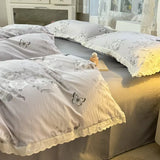 New class A double-layer yarn thickened three/four-piece set skin-friendly and breathable single double washed cotton