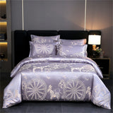 Luxury Satin Jacquard Duvet Cover Set Nordic Double Bed Quilt Cover Bedding Set Adlut Pillowcases Sheet Queen King Home Textiles