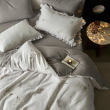 Vintage French Pastoral Flower Print Bedding Set 100% Cotton Double Yarn Soft Duvet Cover Flat/Fitted Bed Sheet Pillowcases 4Pcs