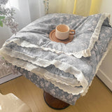 French Style Double-Layer Yarn Bean Quilt Spring and Autumn Warmth Quilt Adult Double Four Seasons Comforter Quilt Lace Ruffles