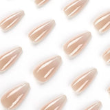 24pcs Simple Gradual Fake Nails Press on Long French Ballerina Nail Art Reusable Almond False Nails Acrylic Full Cover Tips
