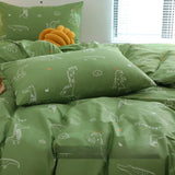 Cute Dinosaur Children's Cartoon Line Pure Cotton Bedding Set 3-4 Pieces Set 00% Cotton Bedding Duvet Cover eet