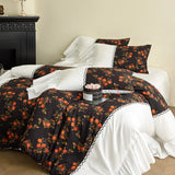 Oil Painting Style Bedding Set Luxury 100% Cotton Digital printing Ruffles Duvet Cover Bed Sheet Pillowcases Home Textile
