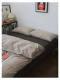 Artistic mat Waed Cotton Bedding Set Pure Cotton Color Woven Quilt Cover Bed eet Pillowcase Bedding Accories