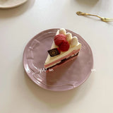 Ins Style Bow Dessert Plate High-end Solid Color Ceramic Disc Korean Underglaze Color Western Tableware Home Relief Bread Plates