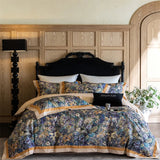 Premium 1000TC Egyptian Cotton Flowers Prints Oil Painting Style Bedding Set Duvet Cover Flat/Fitted Bed Sheet Pillowcases 4Pcs