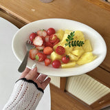 Ele Oval Cerc Plate Ins Sle Milk White for Restaurant Pastries Salads Fruits Pasta Multi Functional Diware