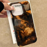 Vortex Pattern Amber Black Brown Blend Silicone Phone Case For iPhone 16 11 12 13 14 15 Pro Max X XS XR 7 8 Plus SE Soft Cover