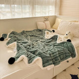 Ikeehome  new small fresh thickened milk fleece four-piece coral fleece winter warm student four-piece set