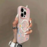 Candy Color for Magsafe Flower Matte Case for iPhone 17 16 15 14 Pro Max 12 13 11 Magnetic Shockproof Frosted Luxury Cover