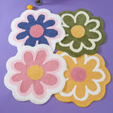Cute Round Flower Tufting Rug Carpet Soft Plush Tuftted Feet Paid Carpet  Bathroom Anti-slip Doormat Sofa Bedside Rugs