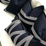 American Luxury Cotton Cushion Cover Geometric Striped Black Thickened Sofa Throw Pillow Cover Decorative Living Room Home Decor
