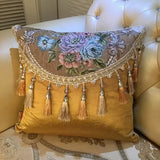 1pcs Half Round Tassel Edge Cushion Cover European Jacquard Pendant Edge Pillowcase Luxury Thickened Square Sofa Pillow Cover