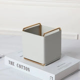 Nordic Leather Make Up Brush Storage Box Jewelry Storage Bag Leather Metal Box Desktop Storage Box Decoration