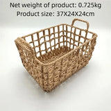 Handwoven Rattan Storage Basket Multipurpose Organizer for Kitchen Sundries Clothing Toys Snacks Desktop Items Home Organization