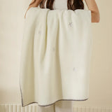 Korean Baby Velvet Embroidered Blanket Double Sided Warm Blanket for Travel Bedroom Single Nap Office Sofa Cover for All Seasons