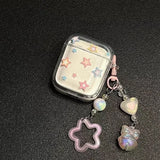 Color stars Headphones Case For AirPods 4 1 2 3 With Bead Star Pendant Protective Shell Soft Cover For AirPods Pro 2  Pro