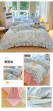 Flower Skin-friendly Washed Cotton Bedding Set Duvet Cover Set Korean Lace Ruffles Quilt Cover Soft Cover Bed Linen Pillowcases