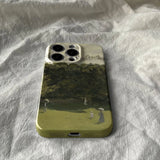 Ink Green Landscape Painting Oil Painting Case for IPHONE 16 15 14 13 PRO MAX 15PLUS 11 12 Pro Acrylic Hard Mobile Phone Cover