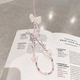 Simple Crystal Pearl Phone Chain Women Clay Beaded Phone Lanyard Devil's Eye Love Mobile Phone Strap Pendant Jewelry Accessories