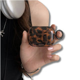 Tortoiseshell Case for AirPods 1/2/3/4/Pro/Pro 2, Shockproof Glossy Cover, Wireless Charging Compatible, Stylish Amber Design