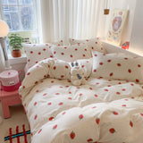 Knitted Class A Bedding Set Floral Style Bed Linen Set Soft Double Yarn Four-Piece Set Quilt Cover Set Bed Sheets Gift for Home