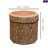 Creative Home Tree Stump Shaped Stool Ottoman Cute Folding Storage Toy Box Collapsible Storage Seat Chest