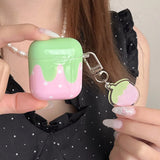 Korea Lovely Fresh Strawberry Pattern Silicone Earphone Case for AirPods 2 3 4 Pro 2nd Generation Protective Cover Cute Pendant