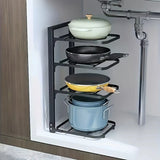 Adjustable Pot Rack Organizer Kitchen Stainless Steel Pot Storage Rack Multi-Layer Household Pot and Pan Organizer Storage Shelf