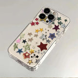 Korean Creative Threaded Star Phone Case For iPhone 16 Pro Max 15 14 13 12 11 Pro 7 8 Plus Creative Shockproof Back Cover
