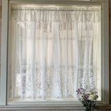 Rural White Gauze Lace Curtain Install Velcro Curtains Without Punching Holes Bay Window Kitchen French Window Balcony Screen