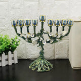 Traditional Menorah Photo Prop Zinc Alloy Christmas Hanukkah Candleholder for Farmhouse Dinner Livingroom Sideboard Anniversary