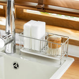 1 Stainless Steel Table Top Drain Rack, Household Adjustable Sink Storage Rack, Suitable For Kitchen, Bathroom, Sponge Storage