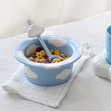 Blue Sky and White Clouds Breakfast Spoon Coffee Mixing Spoon Underglaze Color Fruit Salad Rice Soup Bowl