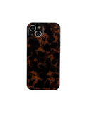 Stylish Dark Color Tortoiseshell Amber Soft Glossy Cover Case for iPhone 16 15 14 13 12 11 Pro Max Plus